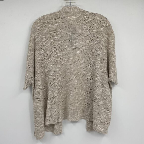 Eileen Fisher Beige Boxy Short Sleeve Knit Cardigan | New with Tags - Picture 4 of 7